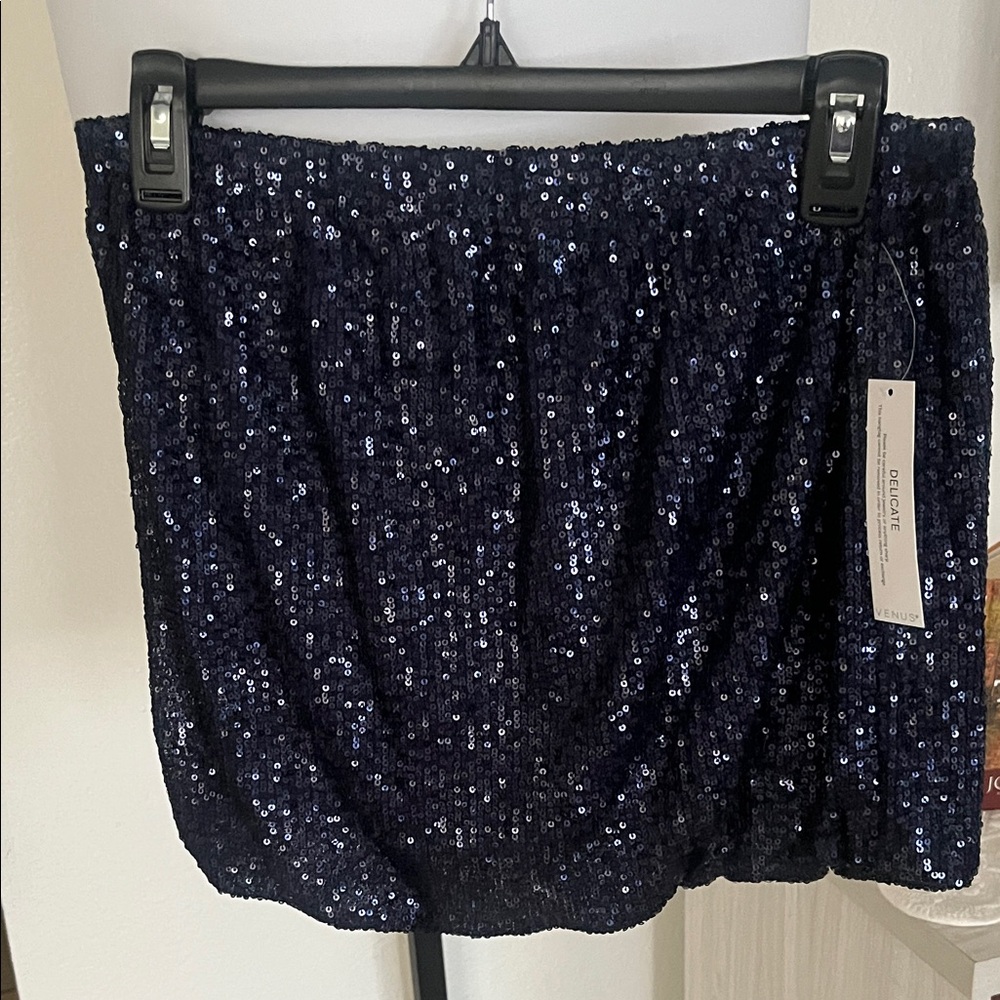 Sequin Mini Skirt - Navy